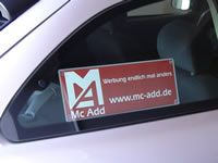 Mc Add - Werbung für die Autoscheibe
