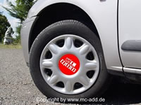 Mc Add - Werbung auf Radkappen / Felgen